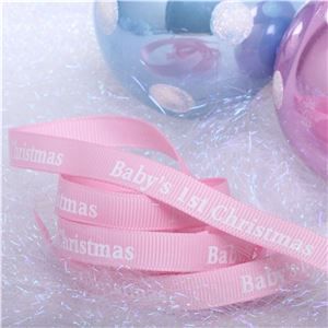 Winterscene Stamp Ribbon - Baby Pink